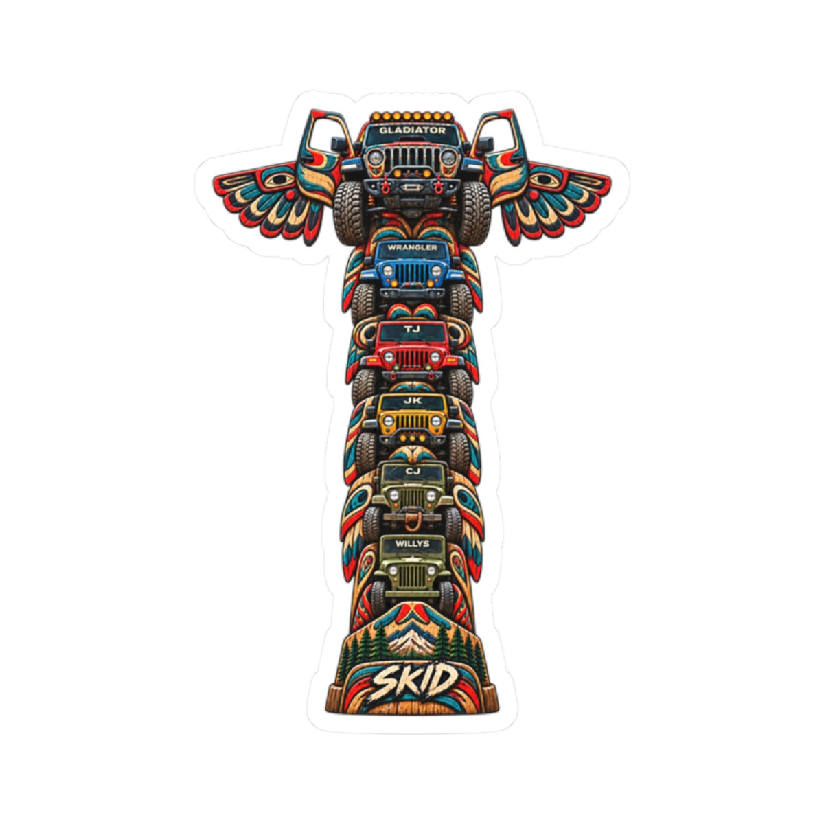 Jeep Totem Kiss-Cut Sticker – Colorful Off-Road "JEEP LINEAGE TOTEM"