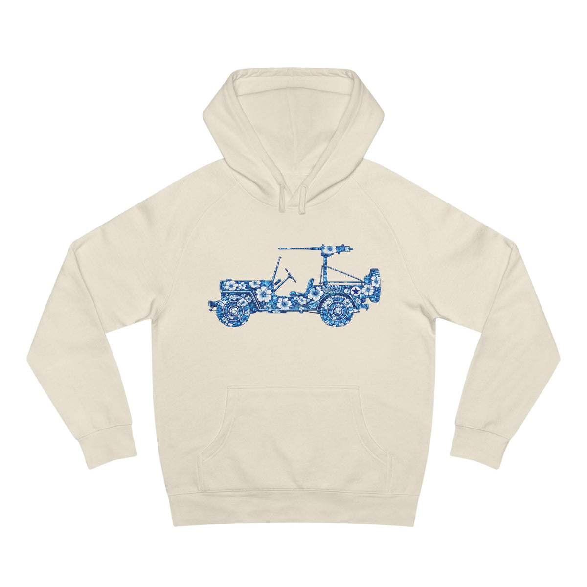 Floral Jeep Hoodie — Blue Floral Off-Road Vehicle Sweatshirt