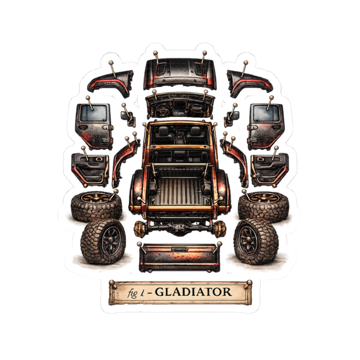 Gladiator Dissect Black/Red Kiss-Cut Sticker