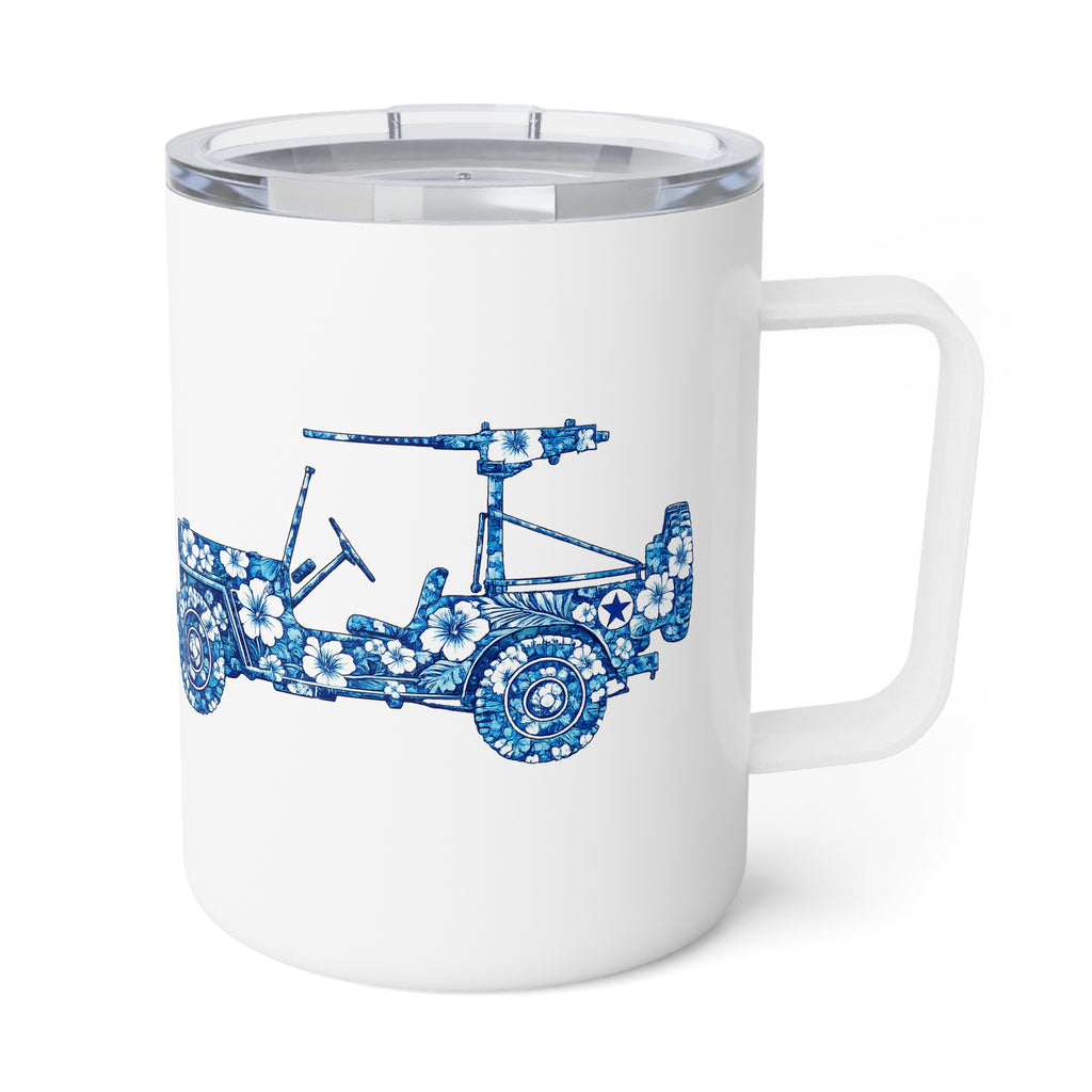 Insulated Coffee Mug – Blue Floral 'OG JEEP'  10oz