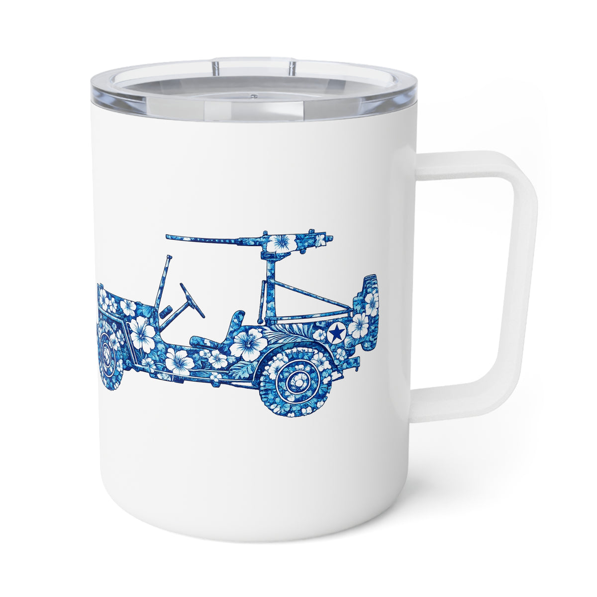 Insulated Coffee Mug – Blue Floral 'OG JEEP'  10oz