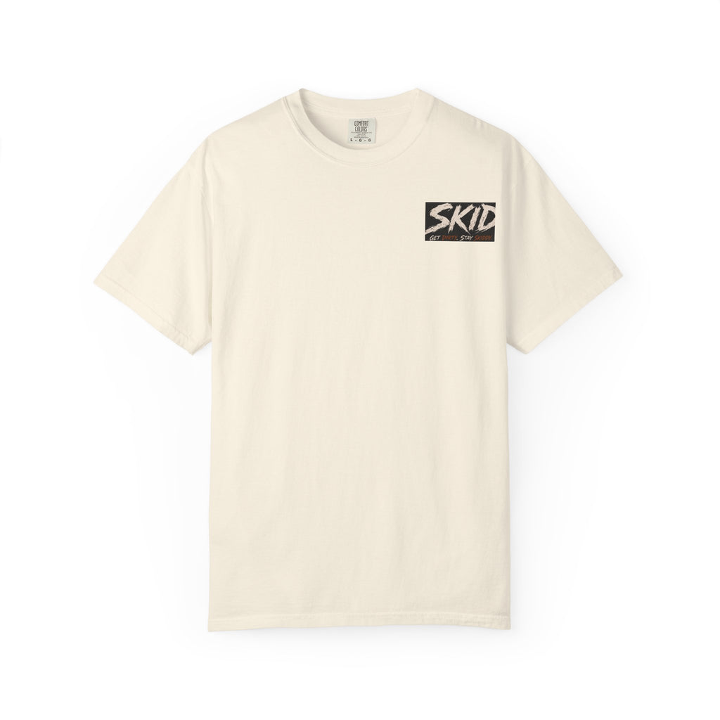 Off-Road Adventure T-Shirt — "SKID" Graphic Tee with Jeep & Forest Scene