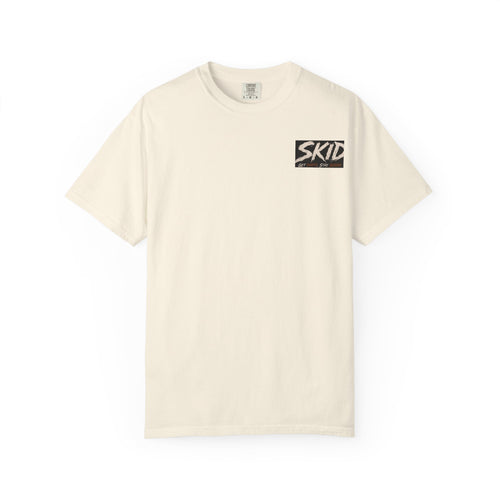 Off-Road Adventure T-Shirt — "SKID" Graphic Tee with Jeep & Forest Scene