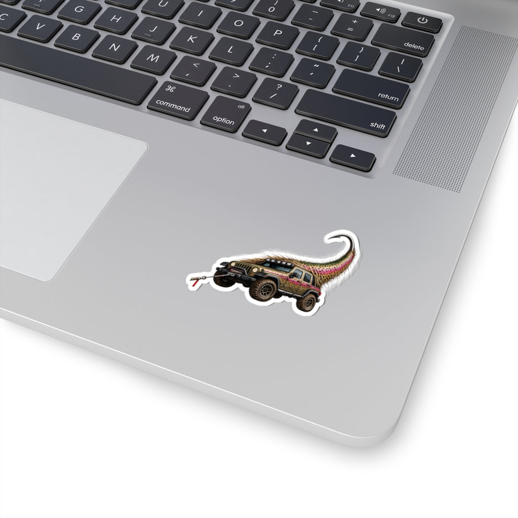 Jeep & Trout "PRETTY FLY" Sticker — Offroad Fishing Kiss-Cut Decal