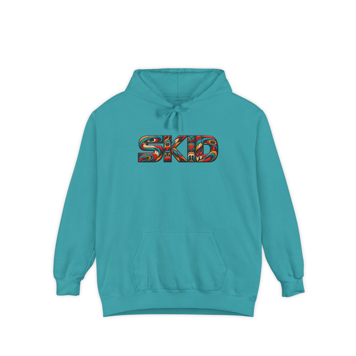 SKID "JEEP Lineage TOTEM" Graphic Hoodie — Pacific Northwest inspired Colorful Pattern Logo Sweatshirt