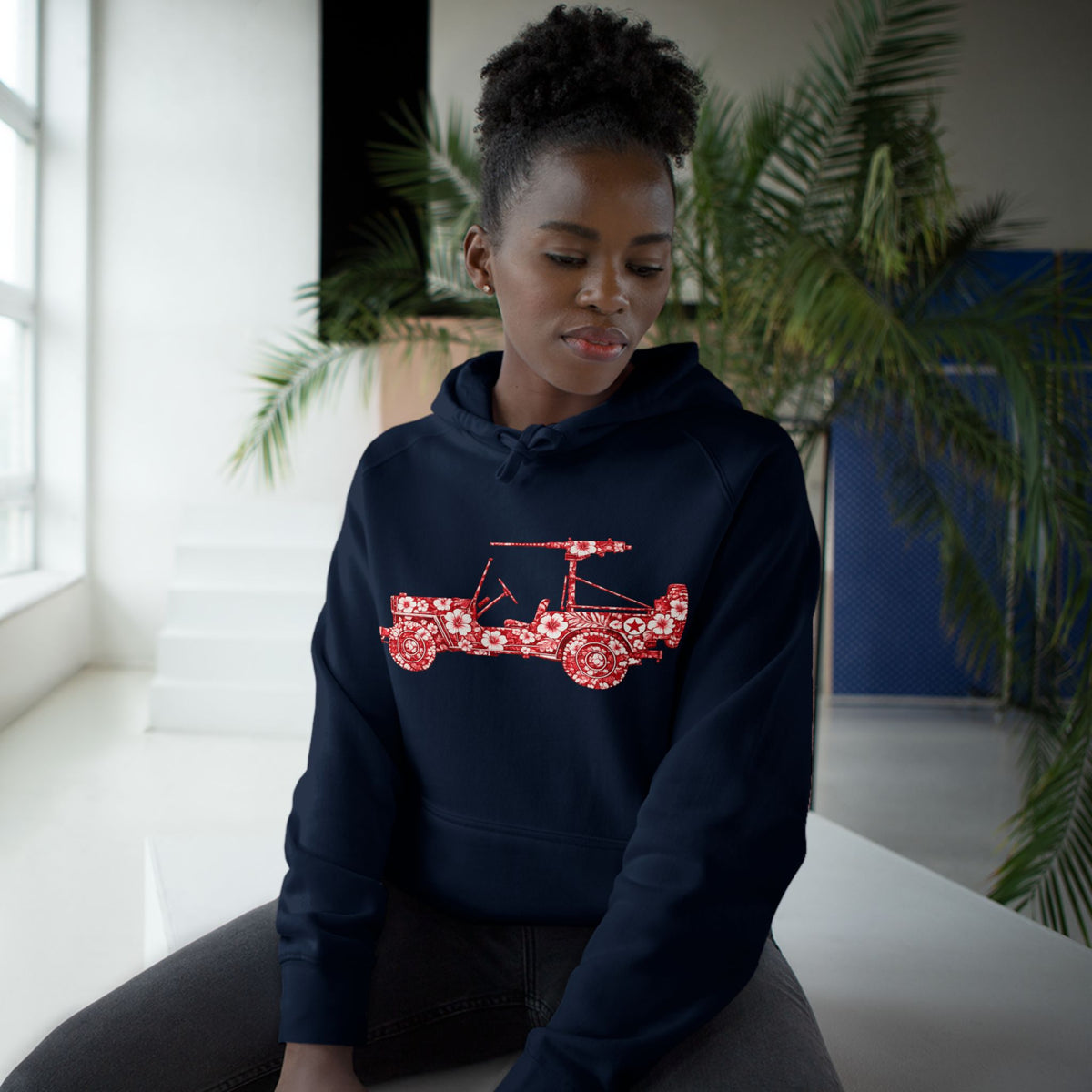 Floral Jeep Hoodie — Red Flower Off‑Road Graphic Pullover