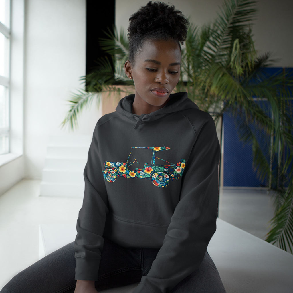 Floral Jeep Hoodie — Retro Flower Pattern Off‑Road Truck Sweatshirt