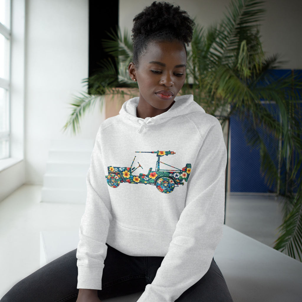 Floral Jeep Hoodie — Retro Flower Pattern Off‑Road Truck Sweatshirt