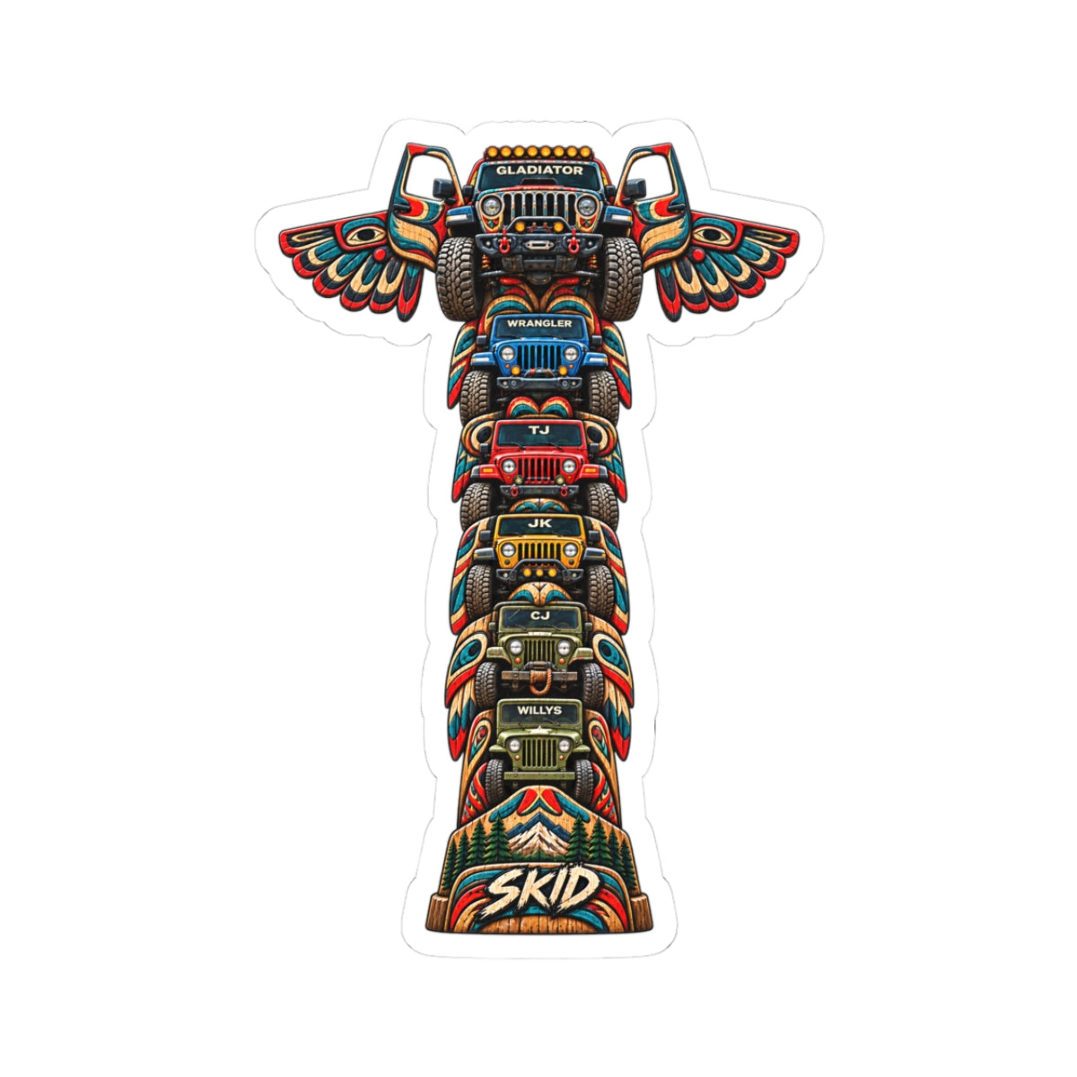 Jeep Totem Kiss-Cut Sticker – Colorful Off-Road "JEEP LINEAGE TOTEM"