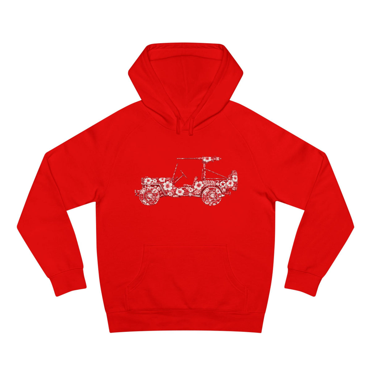 Floral Jeep Hoodie — Red Flower Off‑Road Graphic Pullover