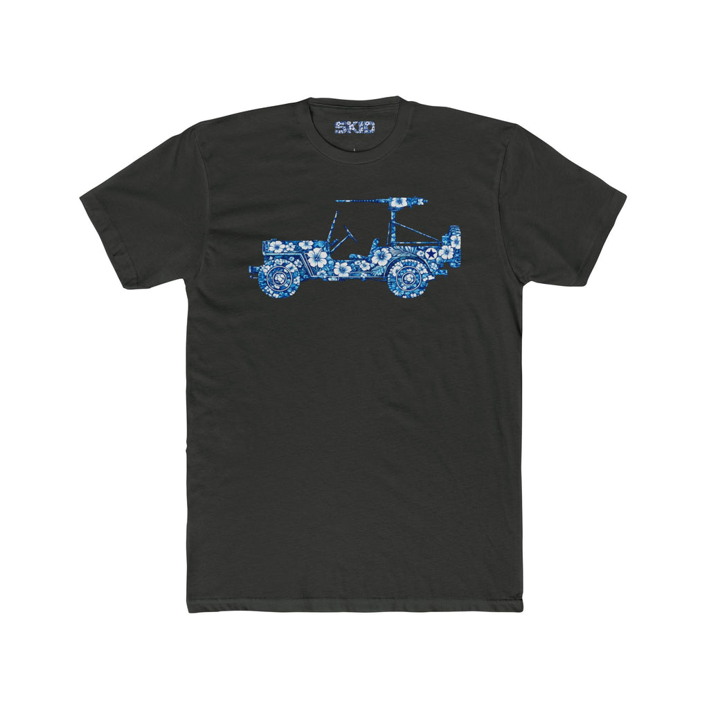 Floral Jeep Graphic Tee – Blue Flower Off-Road Truck T-Shirt