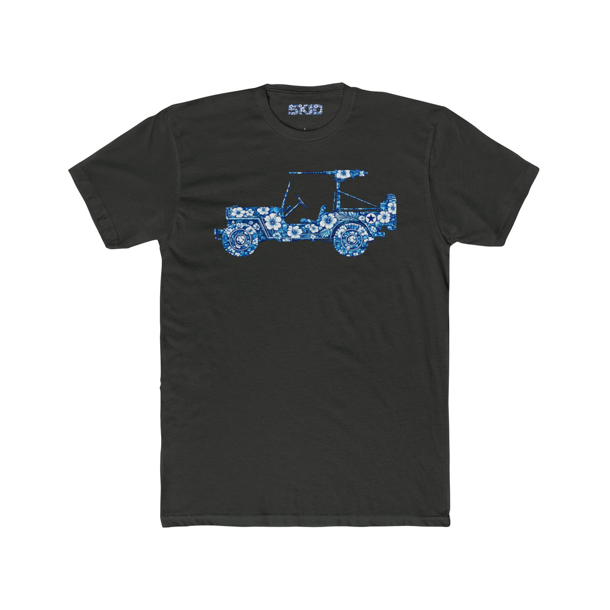 Floral Jeep Graphic Tee – Blue Flower Off-Road Truck T-Shirt