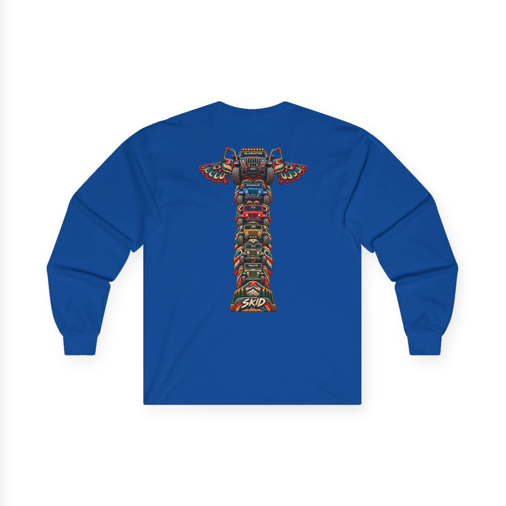 Long Sleeve Tee — Colorful "JEEP LINEAGE TOTEM" Graphic ("SKD")