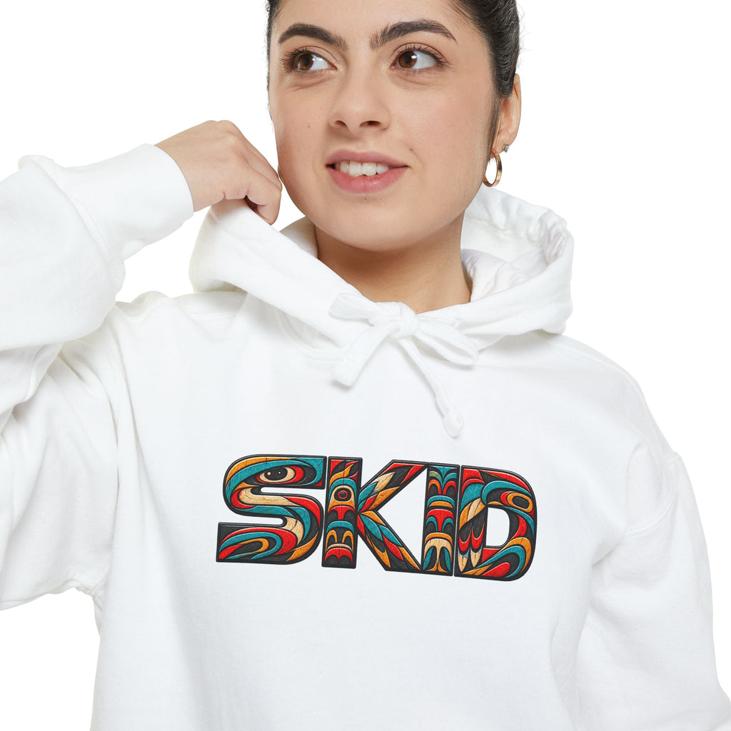 SKID "JEEP Lineage TOTEM" Graphic Hoodie — Pacific Northwest inspired Colorful Pattern Logo Sweatshirt
