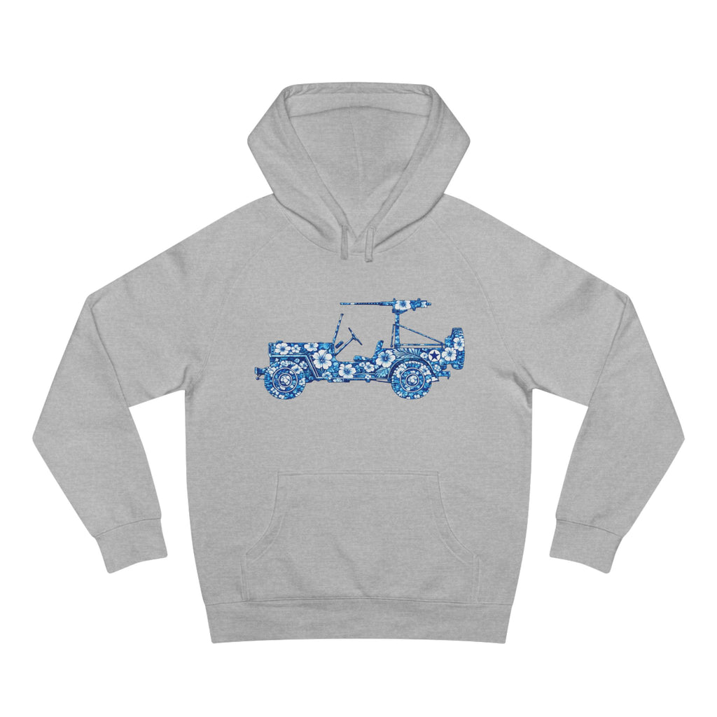 Floral Jeep Hoodie — Blue Floral Off-Road Vehicle Sweatshirt