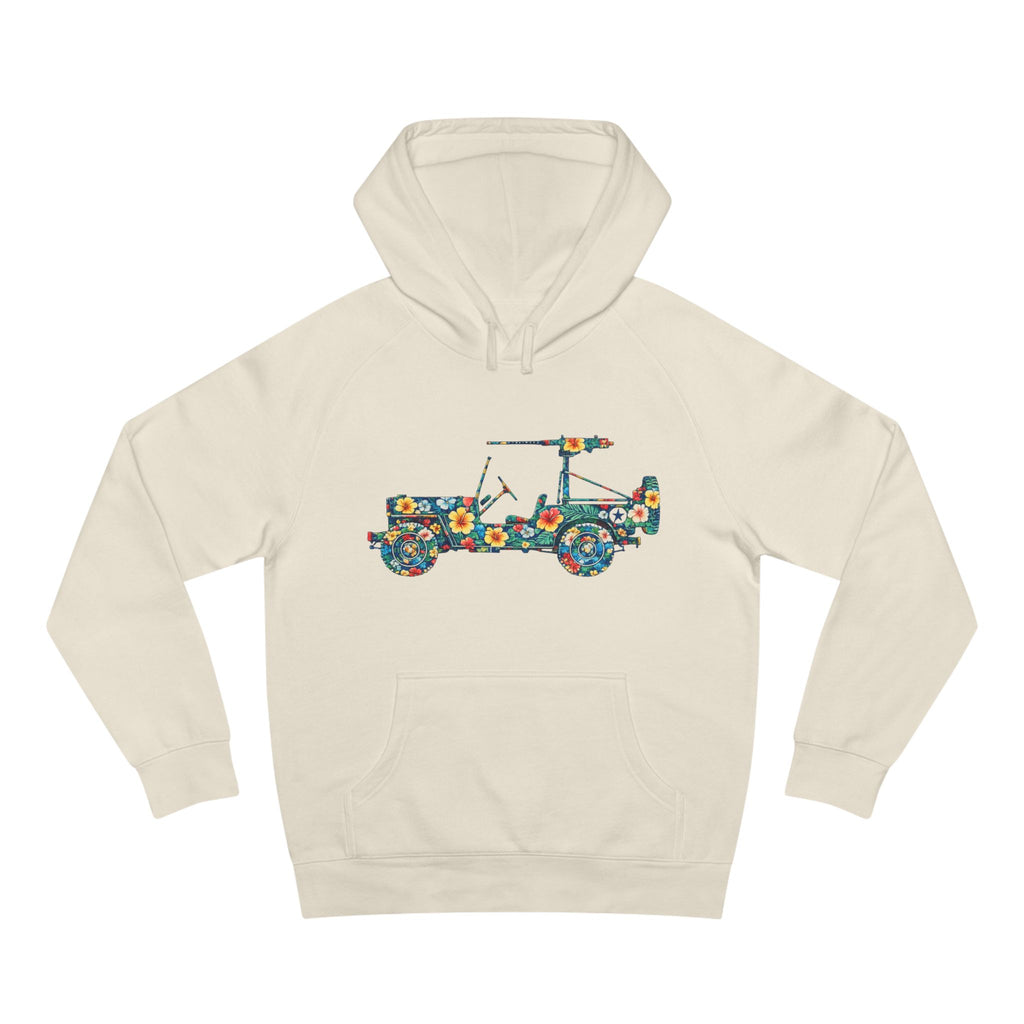 Floral Jeep Hoodie — Retro Flower Pattern Off‑Road Truck Sweatshirt