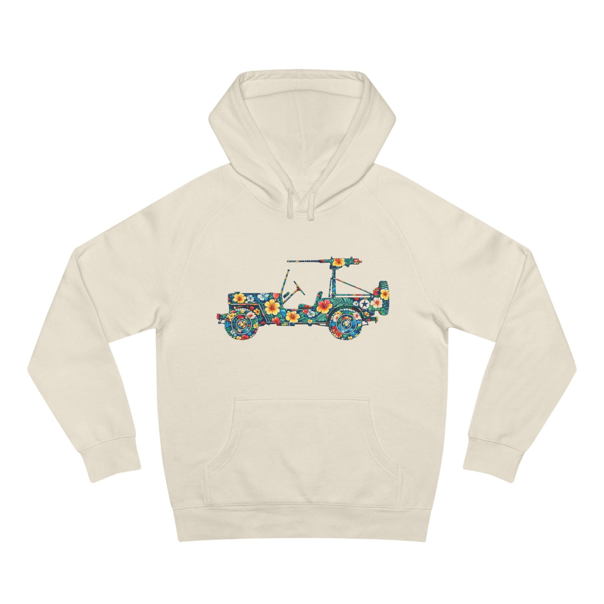Floral Jeep Hoodie — Retro Flower Pattern Off‑Road Truck Sweatshirt