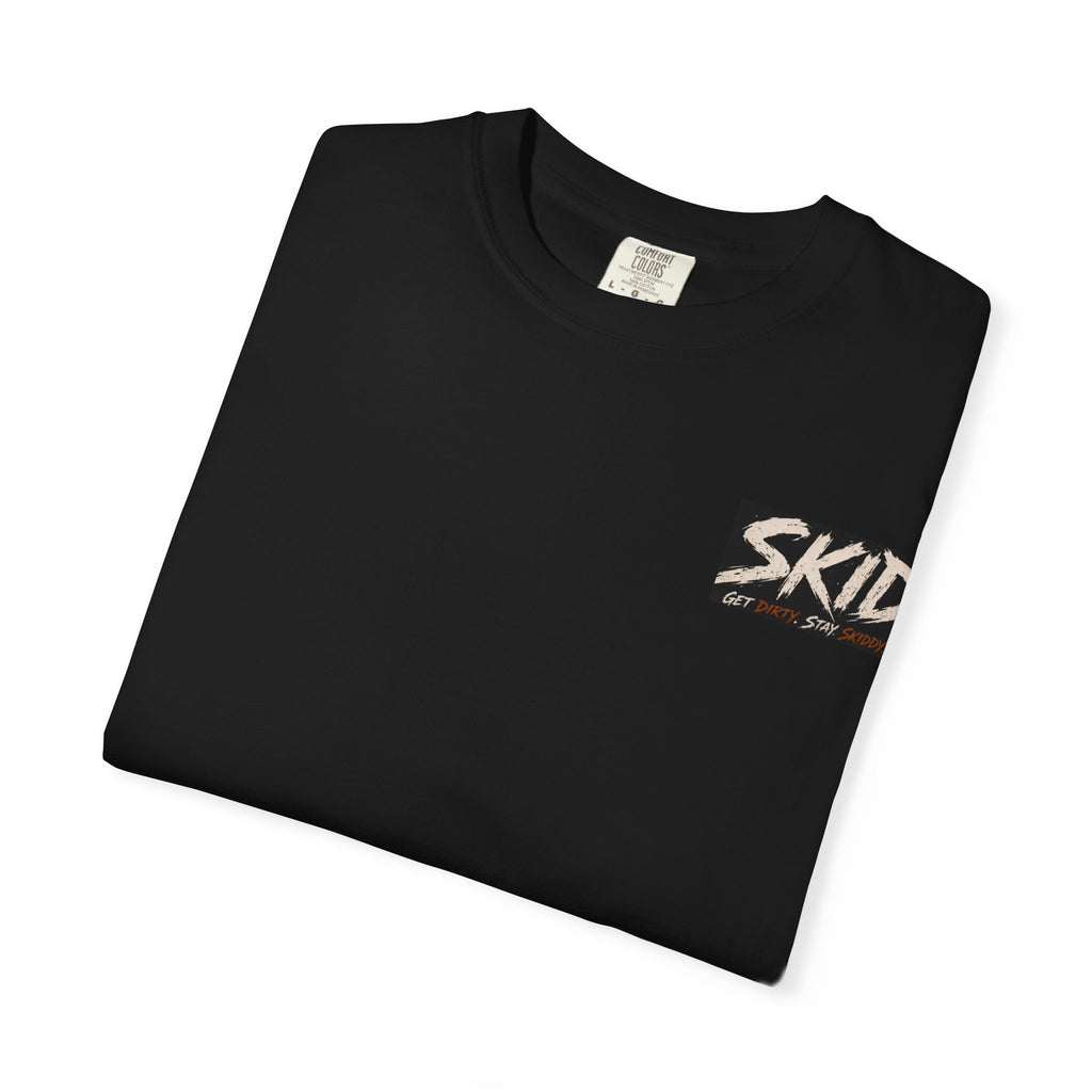 Off-Road Adventure T-Shirt — "SKID" Graphic Tee with Jeep & Forest Scene