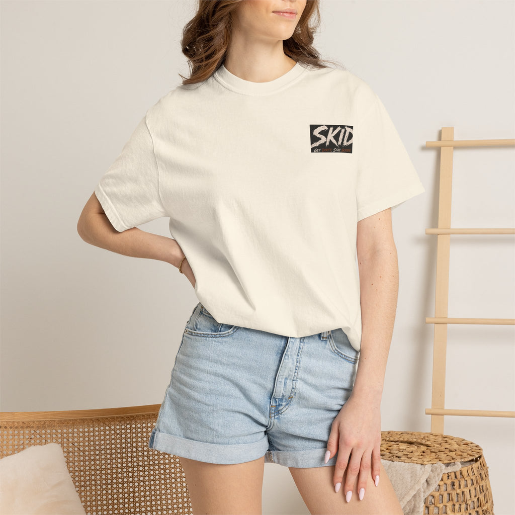 Off-Road Adventure T-Shirt — "SKID" Graphic Tee with Jeep & Forest Scene