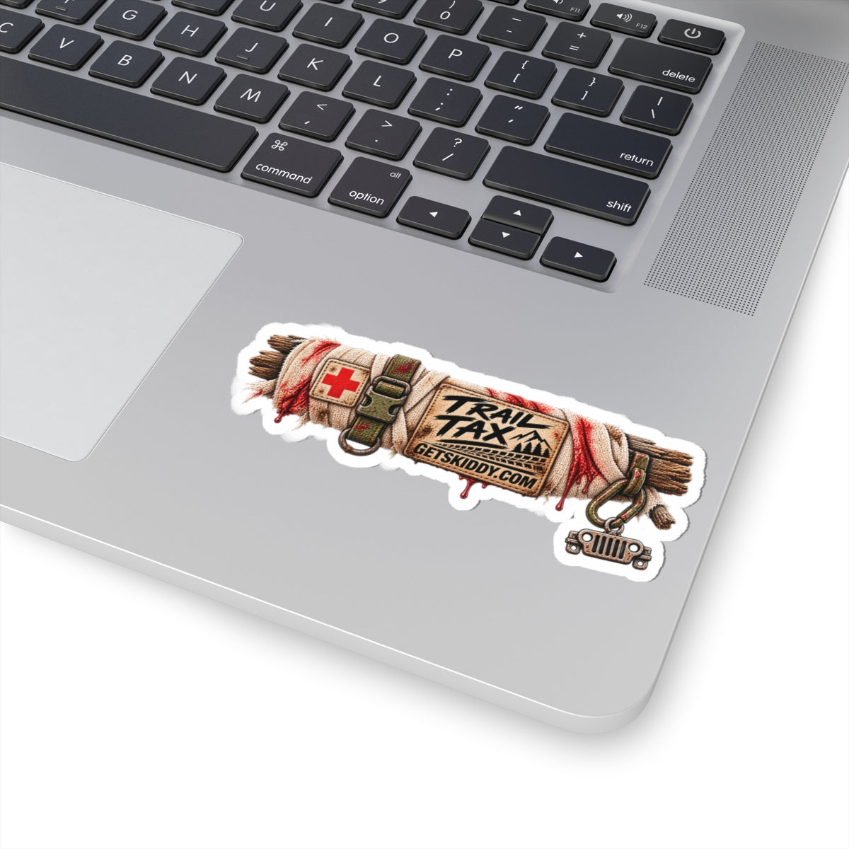 Trail Tax Off‑Road Sticker — Jeep & Overland Bandage Logo Kiss‑Cut Sticker