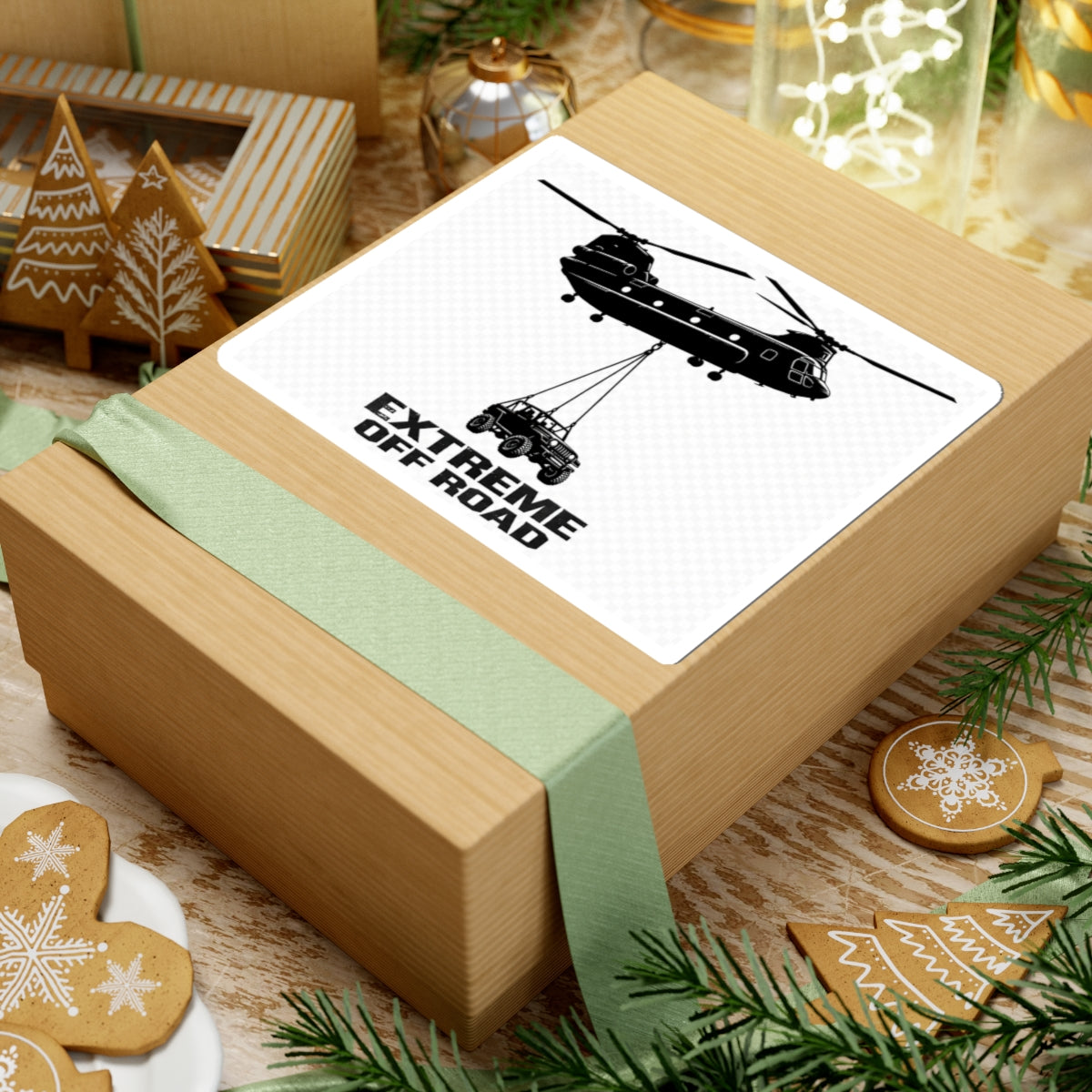 Extreme Off Road Sticker Black/White — Helicopter Airlift Jeep Kiss-Cut Decal