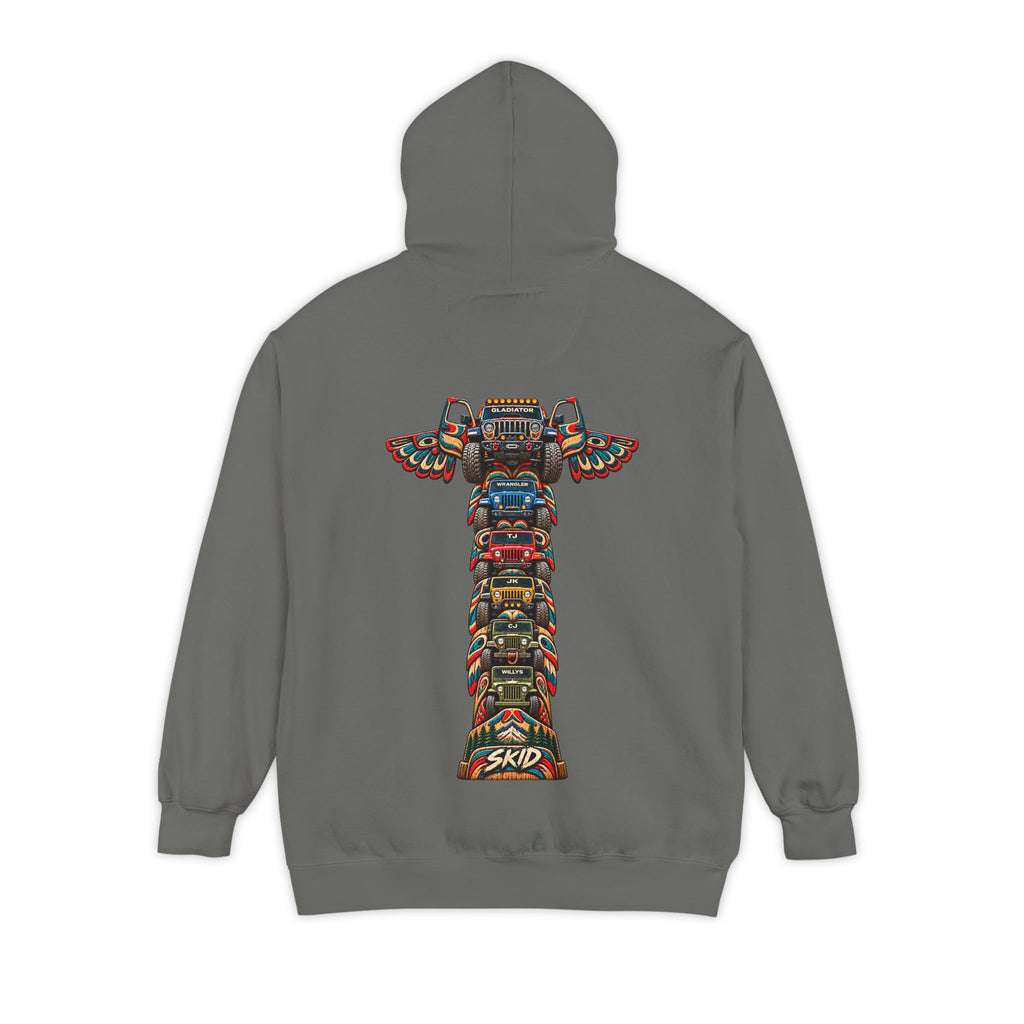 SKID "JEEP Lineage TOTEM" Graphic Hoodie — Pacific Northwest inspired Colorful Pattern Logo Sweatshirt