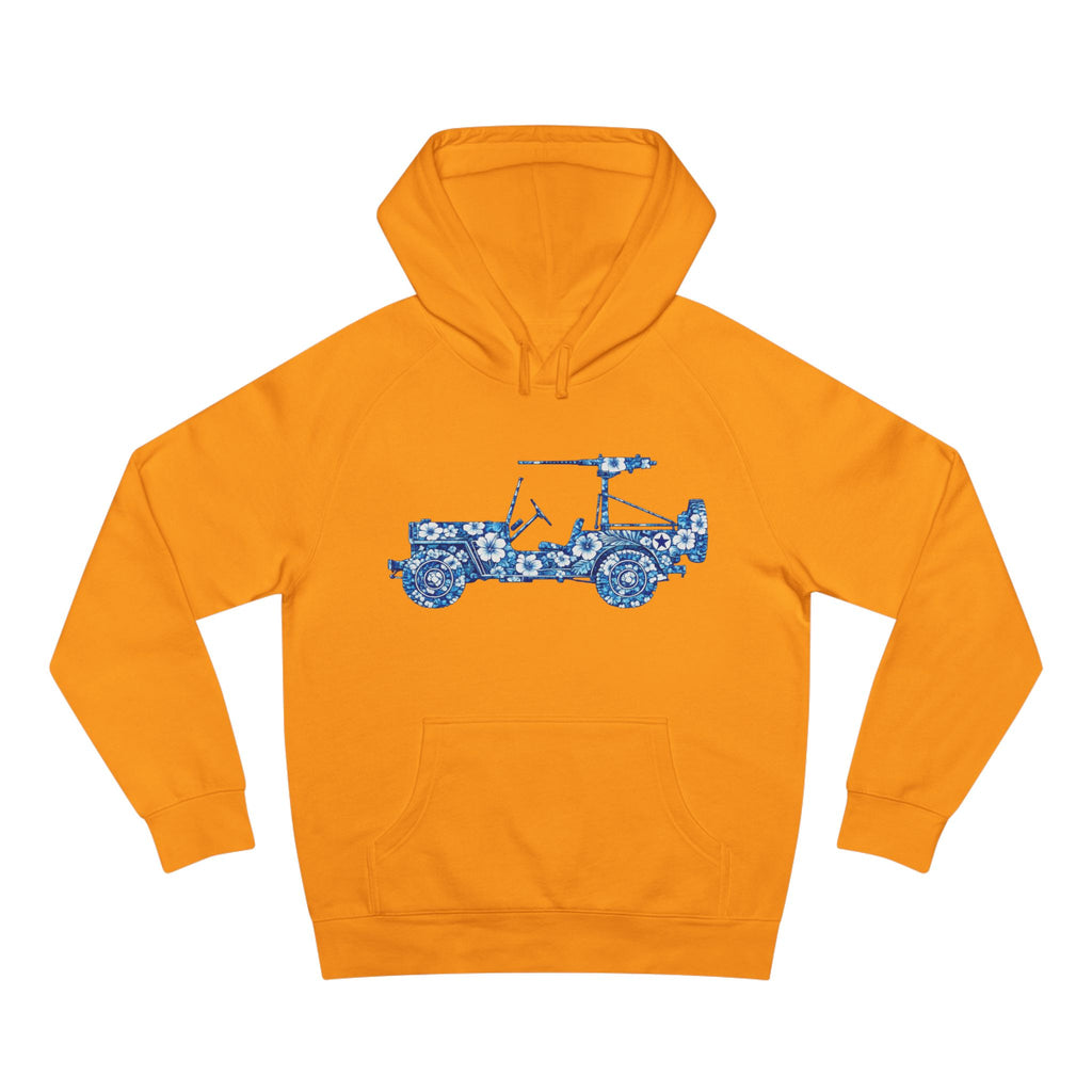 Floral Jeep Hoodie — Blue Floral Off-Road Vehicle Sweatshirt