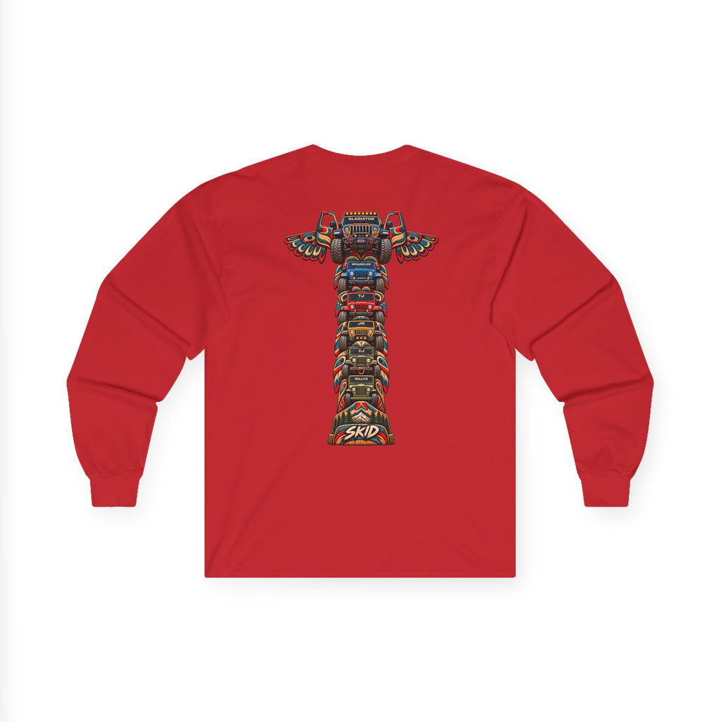 Long Sleeve Tee — Colorful "JEEP LINEAGE TOTEM" Graphic ("SKD")