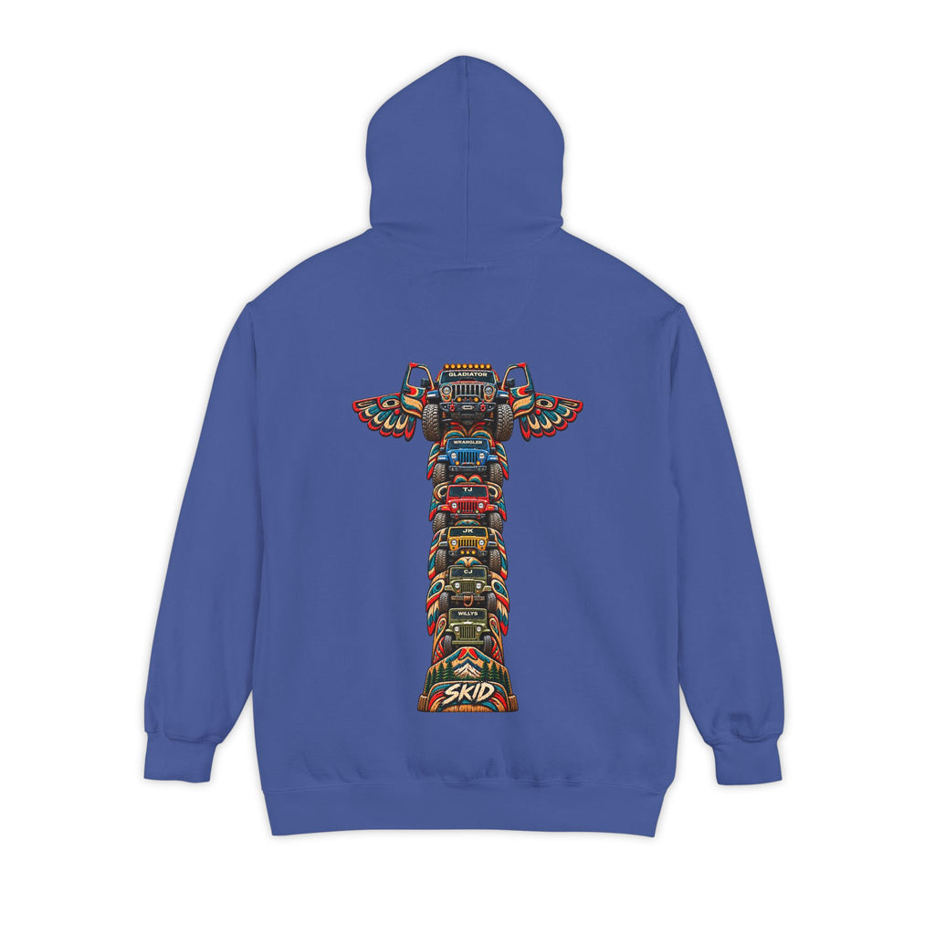 SKID "JEEP Lineage TOTEM" Graphic Hoodie — Pacific Northwest inspired Colorful Pattern Logo Sweatshirt