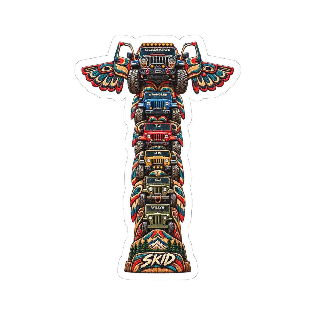Jeep Totem Kiss-Cut Sticker – Colorful Off-Road "JEEP LINEAGE TOTEM"