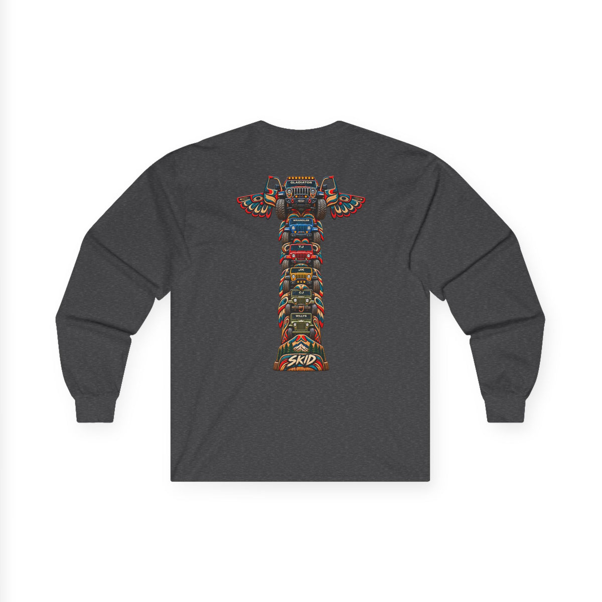 Long Sleeve Tee — Colorful "JEEP LINEAGE TOTEM" Graphic ("SKD")