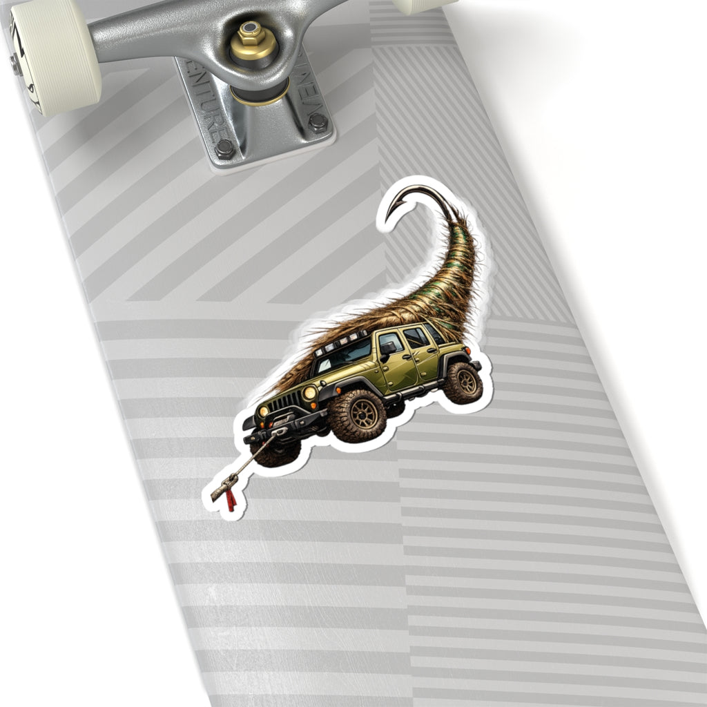 Jeep Wrangler "PRETTY FLY" Sticker — Off-Road Hook & Winch Green/Brown Kiss-Cut Decal