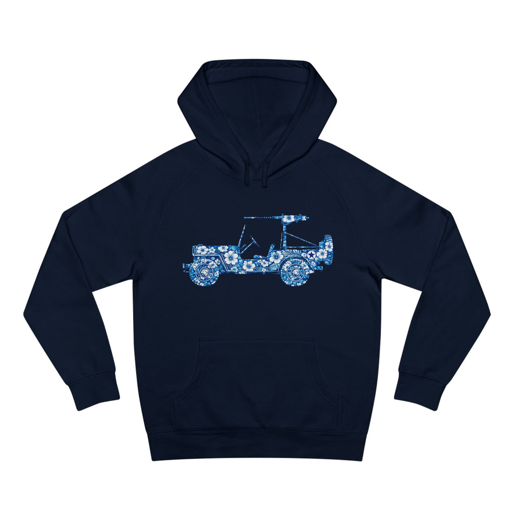 Floral Jeep Hoodie — Blue Floral Off-Road Vehicle Sweatshirt