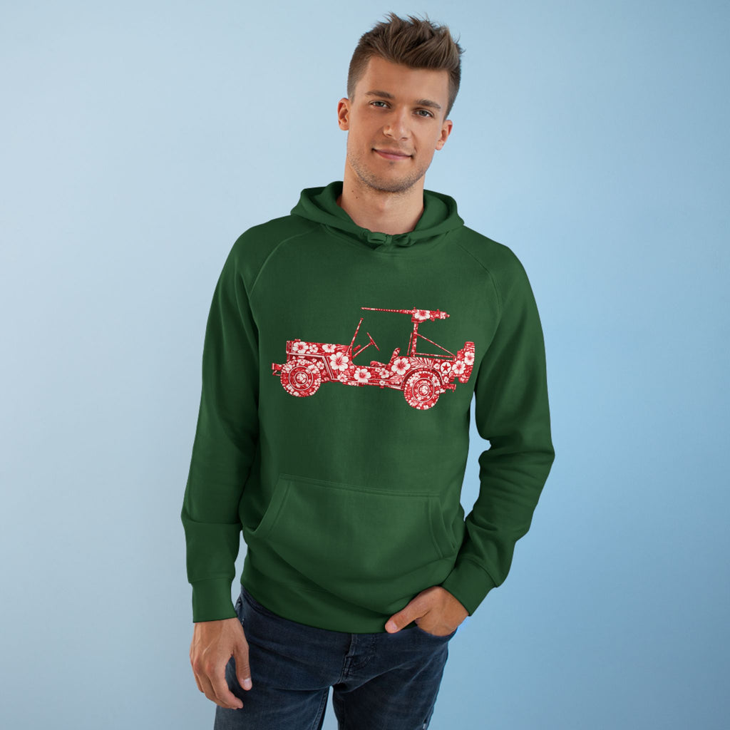 Floral Jeep Hoodie — Red Flower Off‑Road Graphic Pullover
