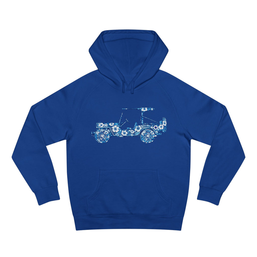 Floral Jeep Hoodie — Blue Floral Off-Road Vehicle Sweatshirt
