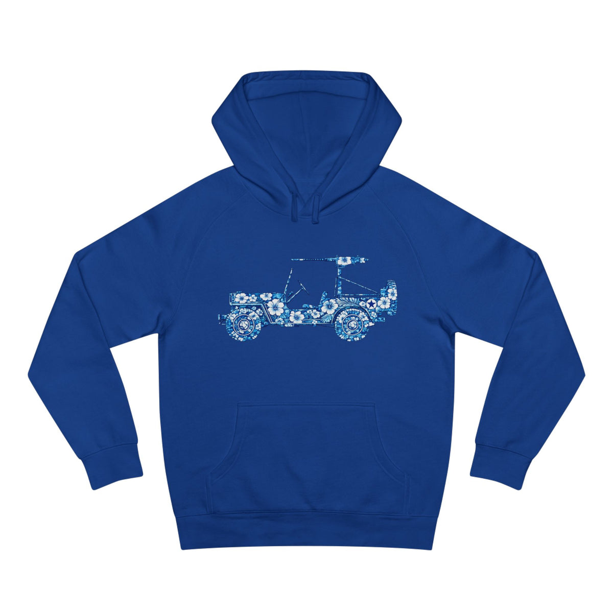 Floral Jeep Hoodie — Blue Floral Off-Road Vehicle Sweatshirt