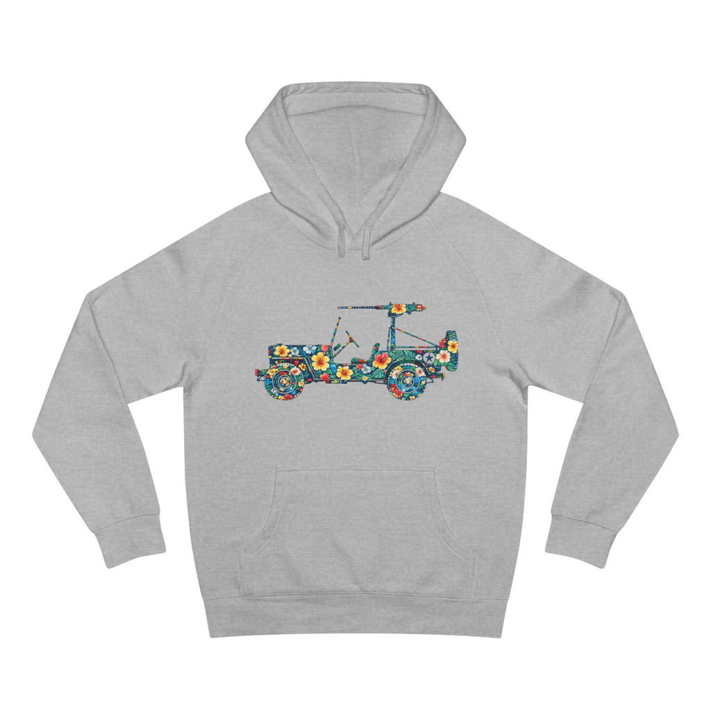 Floral Jeep Hoodie — Retro Flower Pattern Off‑Road Truck Sweatshirt
