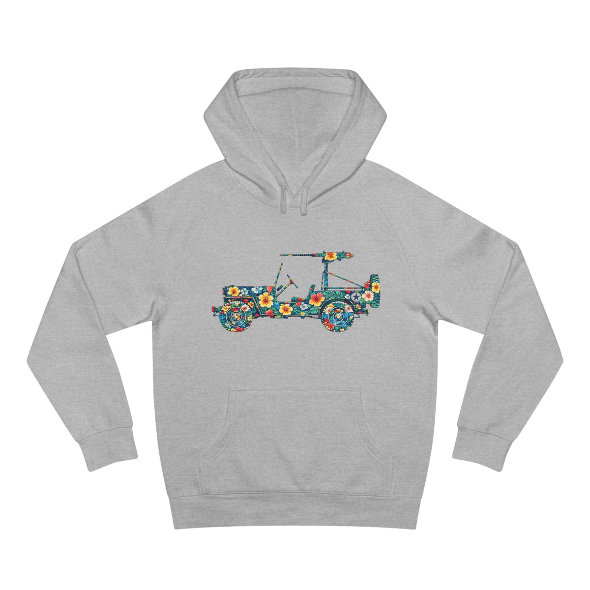 Floral Jeep Hoodie — Retro Flower Pattern Off‑Road Truck Sweatshirt