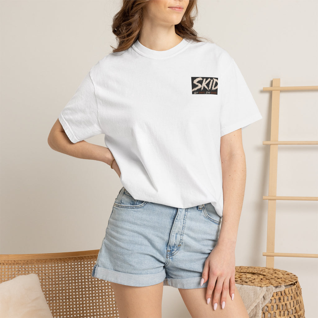 Off-Road Adventure T-Shirt — "SKID" Graphic Tee with Jeep & Forest Scene
