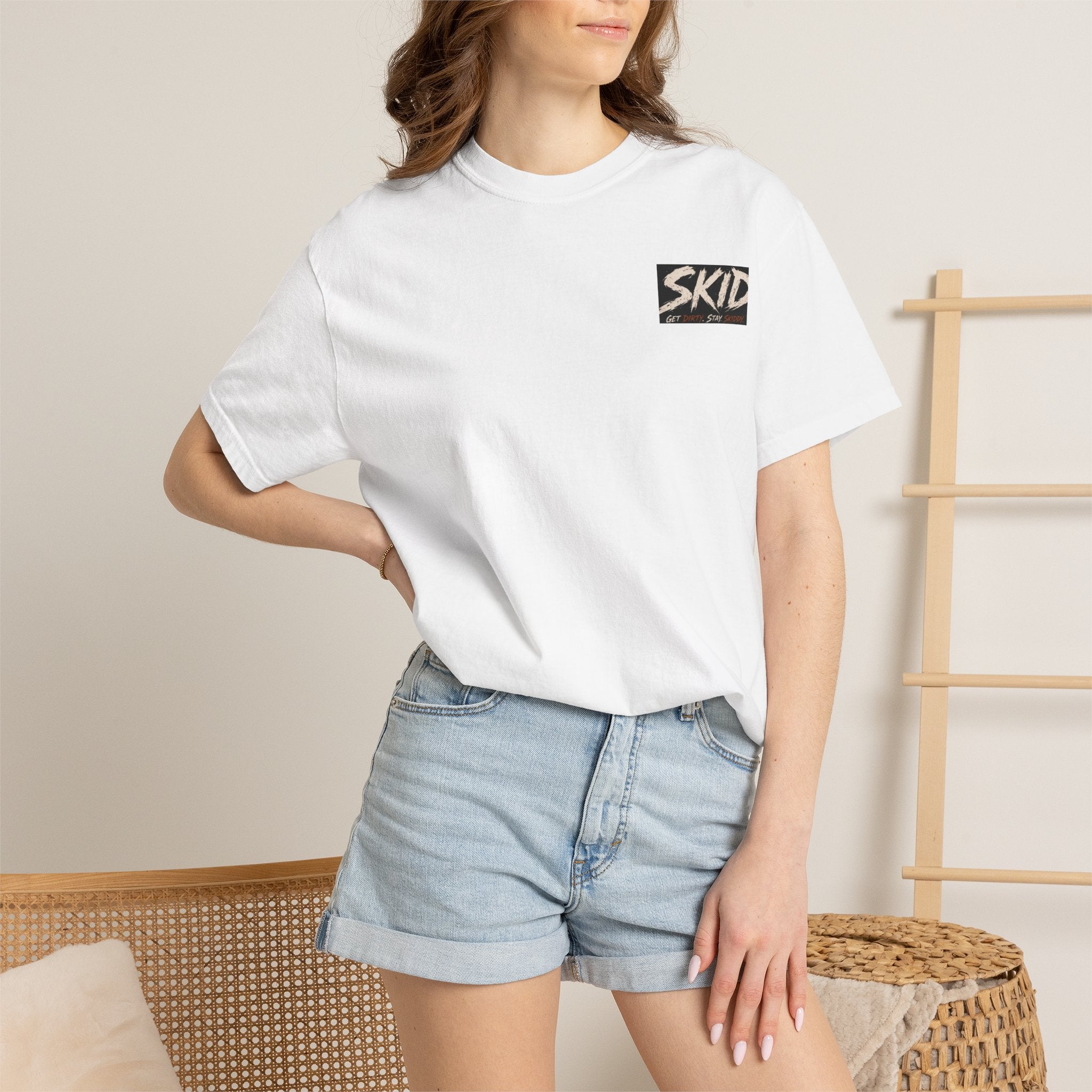 Off-Road Adventure T-Shirt — "SKID" Graphic Tee with Jeep & Forest Scene