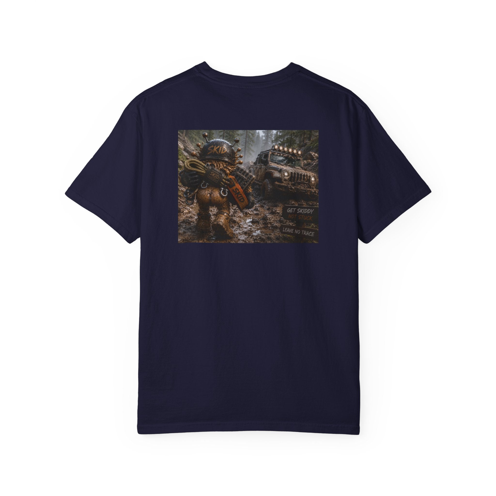 Off-Road Adventure T-Shirt — "SKID" Graphic Tee with Jeep & Forest Scene