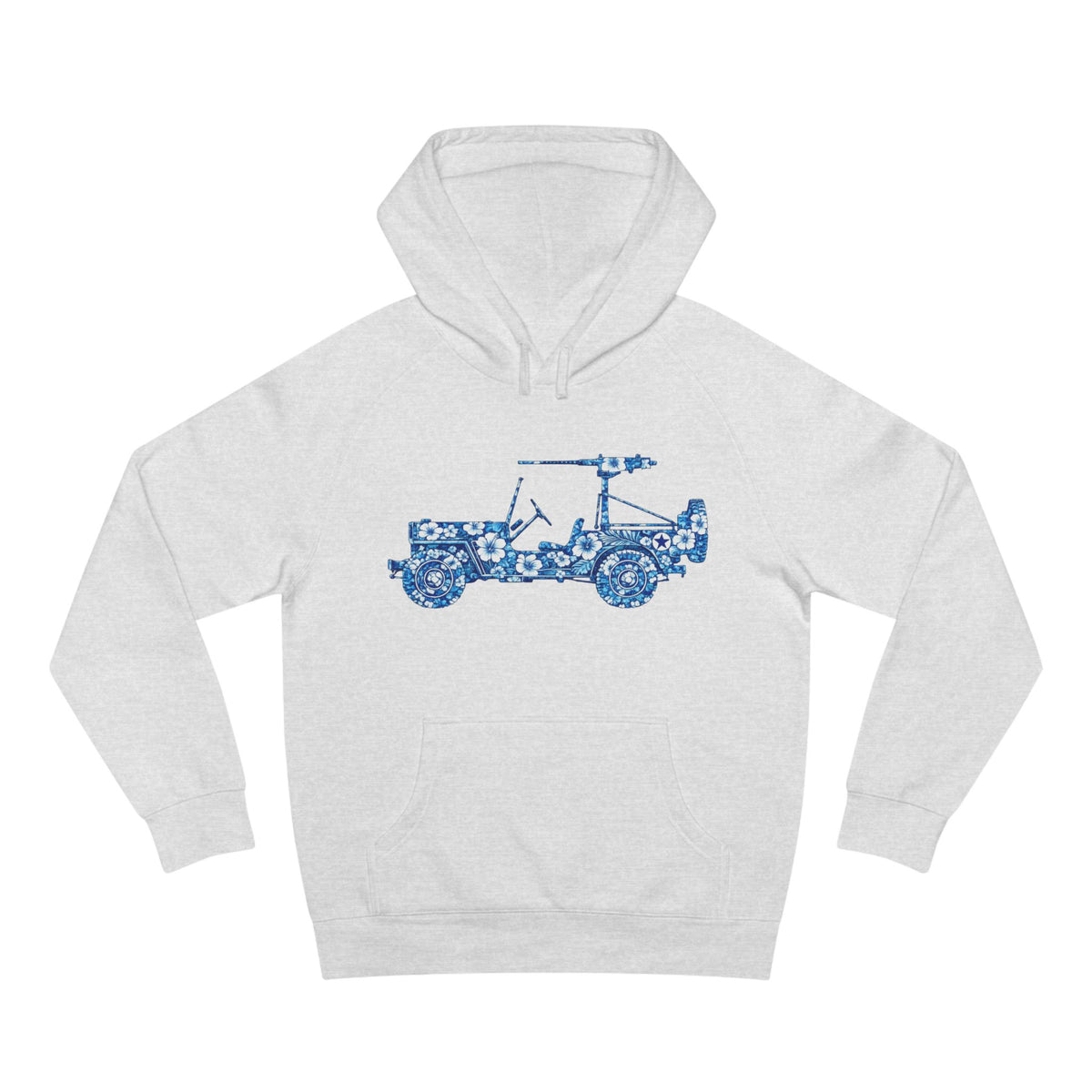 Floral Jeep Hoodie — Blue Floral Off-Road Vehicle Sweatshirt