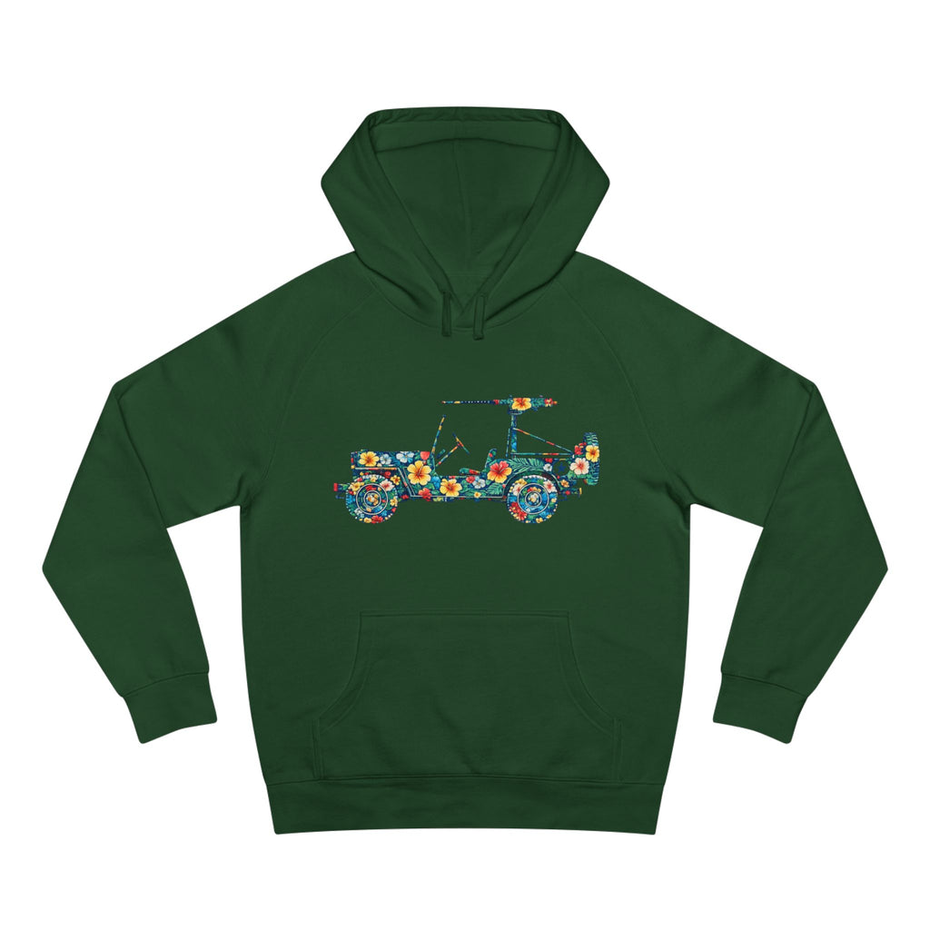 Floral Jeep Hoodie — Retro Flower Pattern Off‑Road Truck Sweatshirt