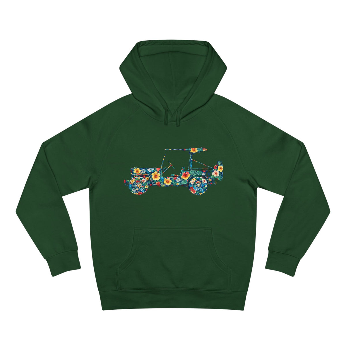 Floral Jeep Hoodie — Retro Flower Pattern Off‑Road Truck Sweatshirt