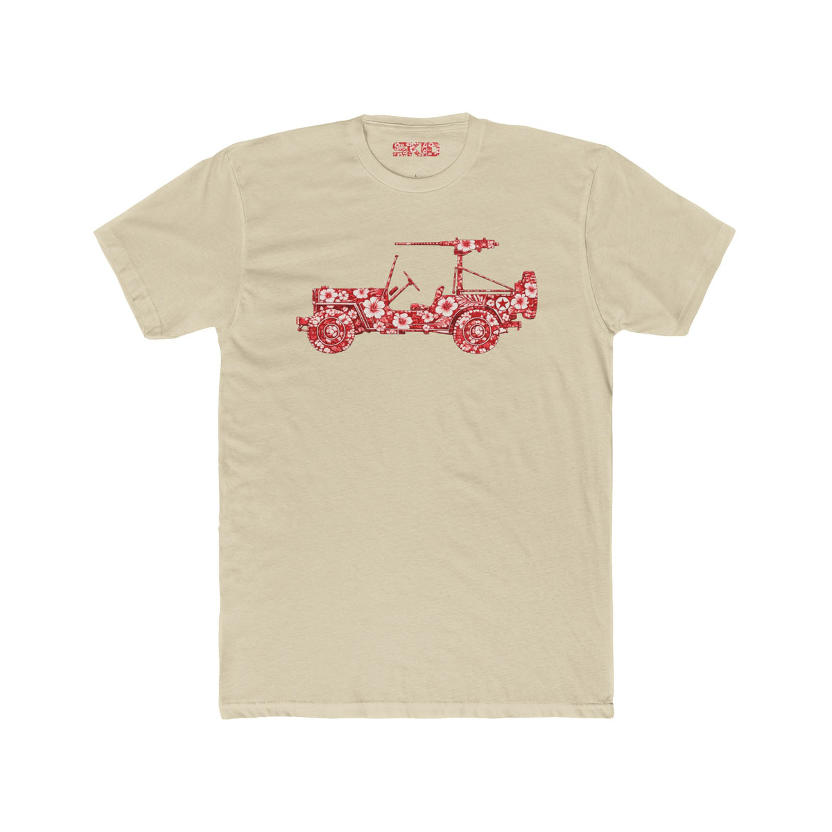 Floral Jeep Graphic Tee - Red Hawaiian Cruiser T-Shirt