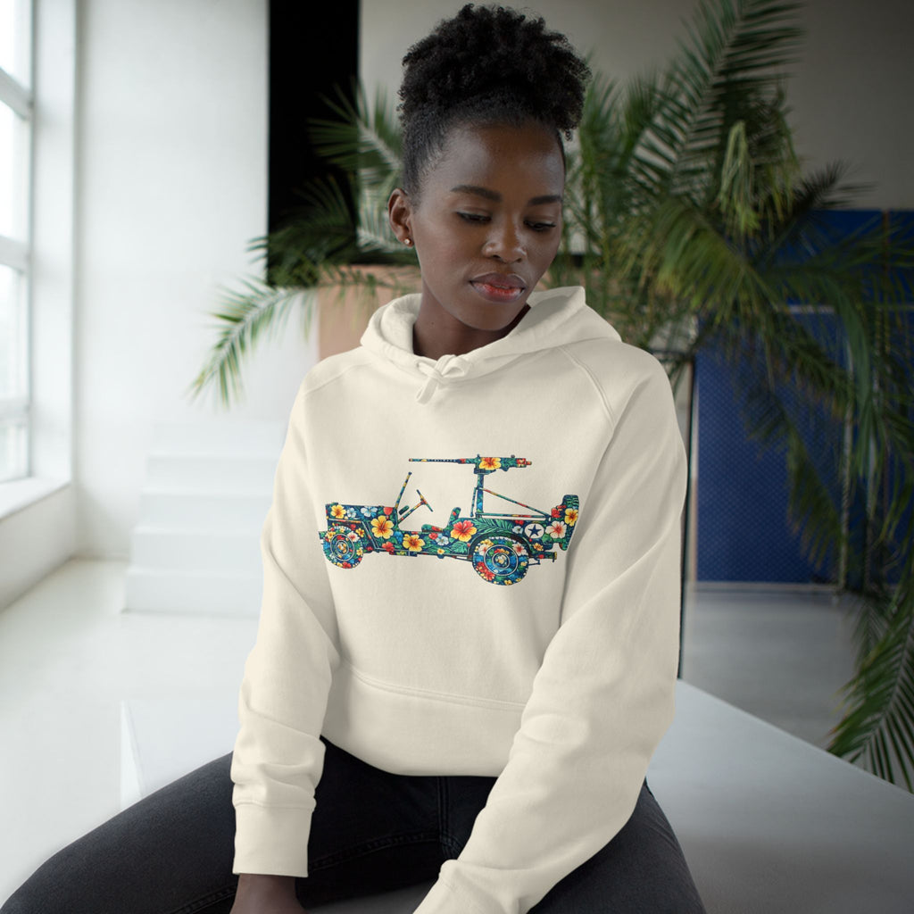 Floral Jeep Hoodie — Retro Flower Pattern Off‑Road Truck Sweatshirt