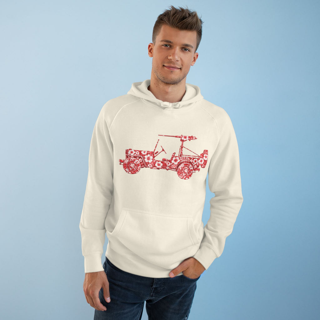 Floral Jeep Hoodie — Red Flower Off‑Road Graphic Pullover