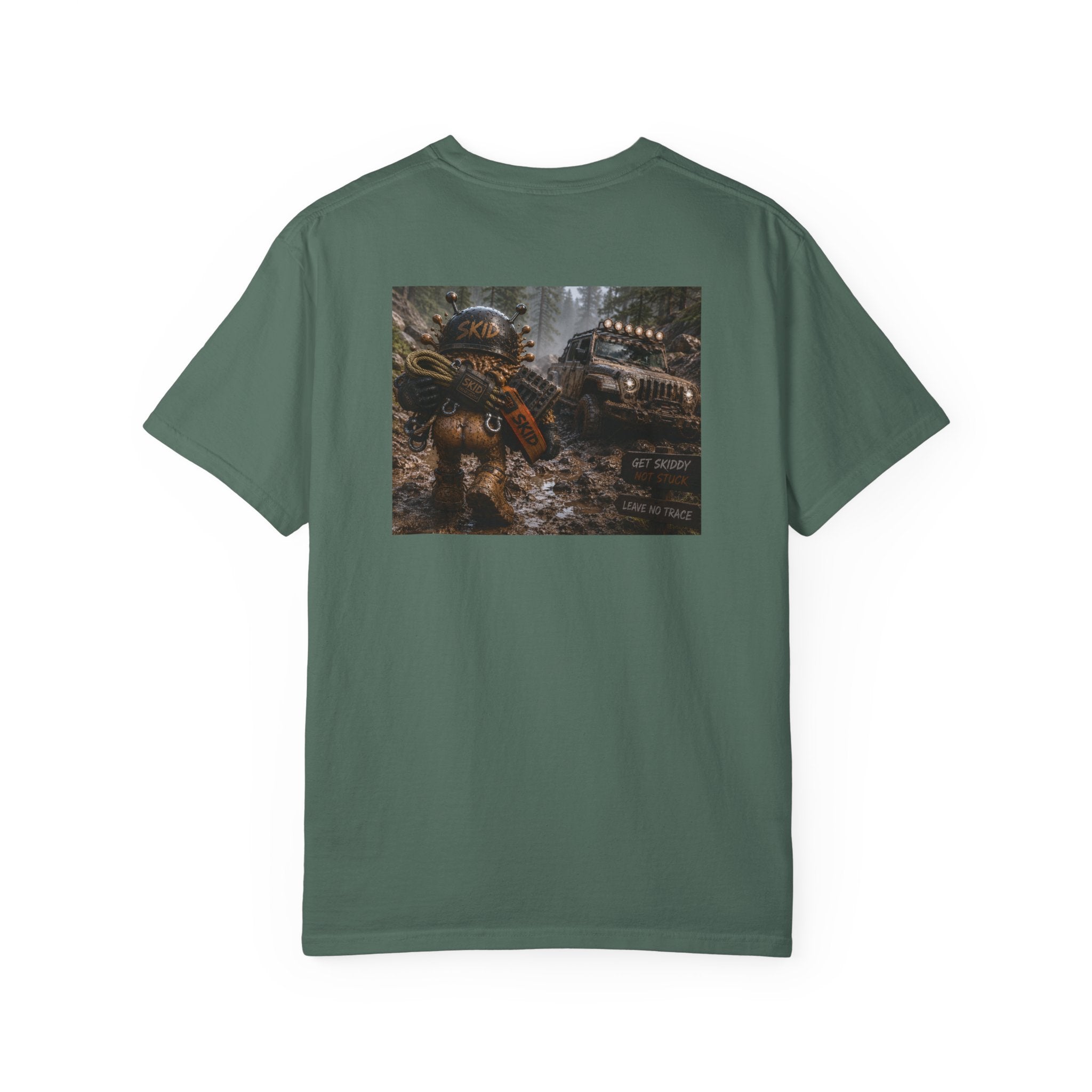 Off-Road Adventure T-Shirt — "SKID" Graphic Tee with Jeep & Forest Scene
