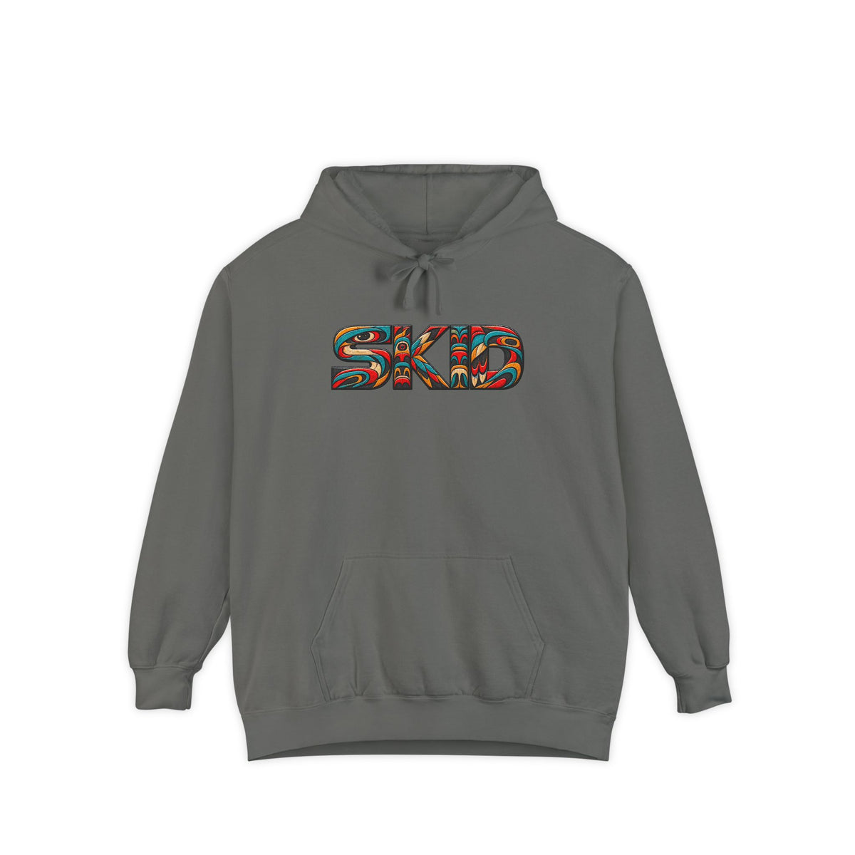 SKID "JEEP Lineage TOTEM" Graphic Hoodie — Pacific Northwest inspired Colorful Pattern Logo Sweatshirt