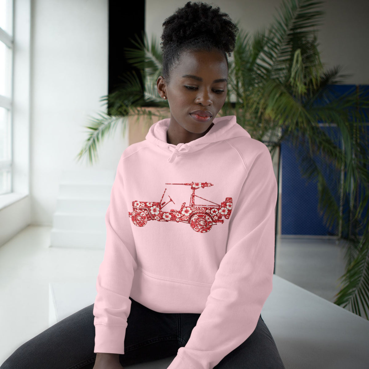 Floral Jeep Hoodie — Red Flower Off‑Road Graphic Pullover
